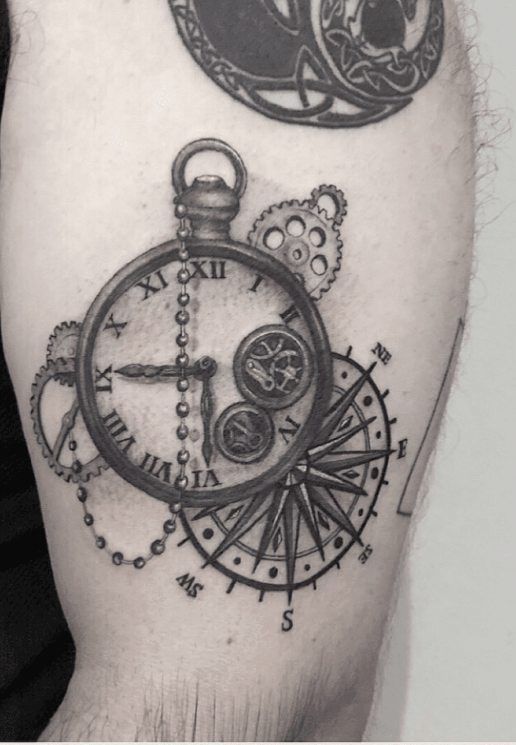 Tattoo uploaded by Tara  Girlie compass gadgets time travel  wanderlust linework  Tattoodo