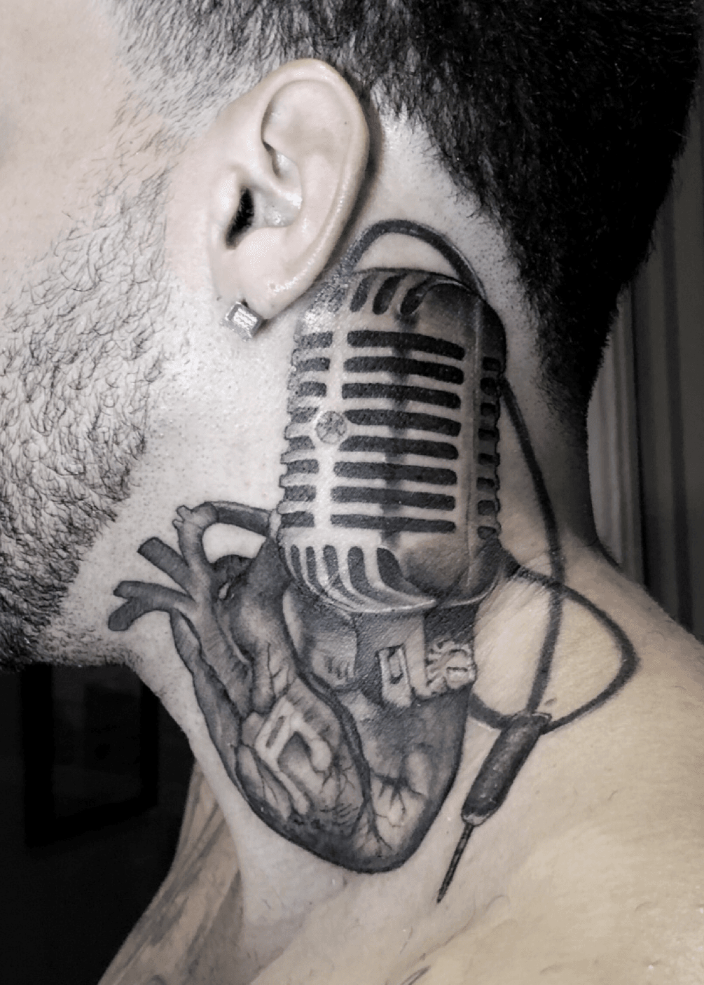 Thank you zaydelm tattoo eartattoo necktattoo tattoos  microphonetattoo tampatattooartist tattooing smallta  Neck tattoo  Small tattoos Microphone tattoo