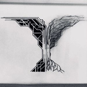First sketch; planned on the back next to my first tattoo; created by myself 