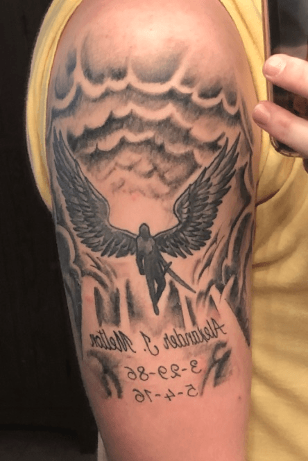 Tattoo uploaded by Biggie B™ • Tribute to death of brother; Arch Angel (St. Michael) coming down from Heaven • Tattoodo
