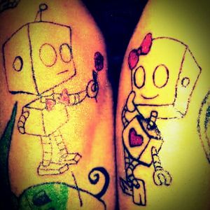 Couples tattoo. Robots