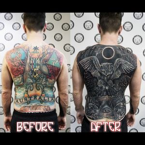 Awesome cover up tattoo. #coverup #recover #remake #cover #back #backtattoo #blackandgrey #blackandgreytattoo #realistic #blackandgrey #blackandgreytattoo #realistic #realistictattoo #patong #phuket #thailand #owl 