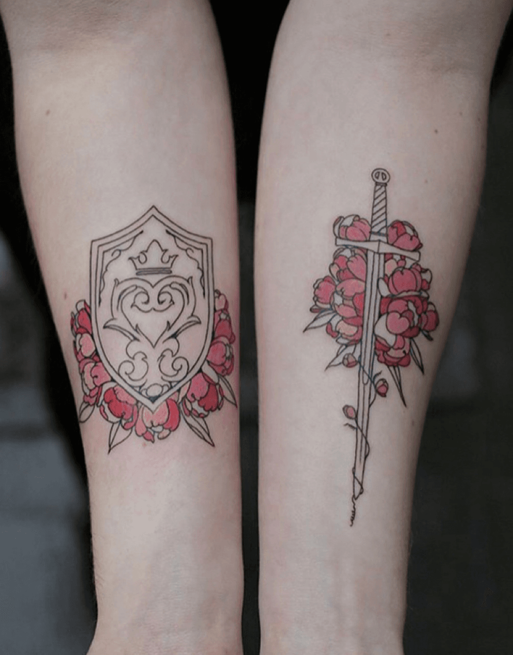 Tattoo uploaded by Red Baron Ink • #delicate #sword and #shield #tattoo •  Tattoodo