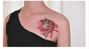 Tattoo by Momo tattooist. Guangzhou Tattoo - #Justtattoo #GuangzhouTattoo #OriginalTattoo #TattooManuscript #TattooDesign #TattooFemaleTattooist #rose #rosetattoo #watercolor #watercolortattoo #realism #realismtattoo 