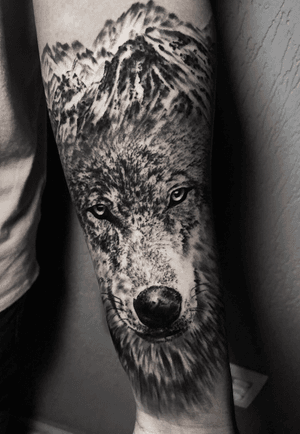 trampo feito hoje, em uma sessão de 5h seguidas#wolftattoo #wolf #animal #mountain #snow #tattoo #ink #inkjecta #blackandgrey #blackandgreytattoo #sullenclothing #intenzeink #intenzepride #tattoo2me