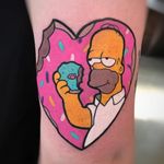 Tattoo by Day aka illustday #Day #illustday #thesimpsons #Simpsons #cartoon #newschool #tvshow #tvshowtattoo #color #homersimpson #donut #food #foodtattoo #sprinkles