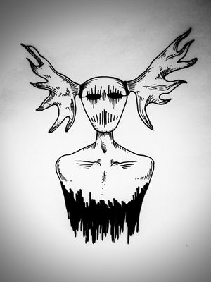 #flash #moose #creature #gore #dark #blackwork #linework #drawing #tattoodesign #tattooideas