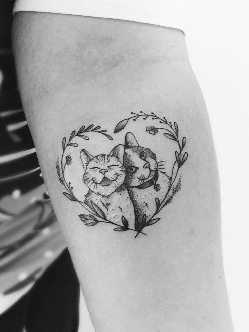 cat high five tattoo