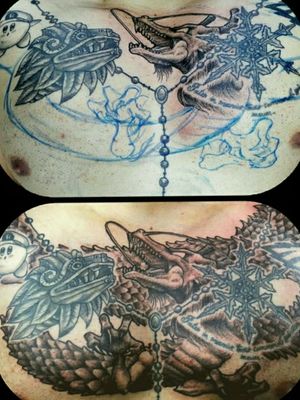 Shenlong in the chest! From Oaxaca México to te world.#DragonTattoo #DragonBall #DragonBallTattoo#landscape#calvary #cristo #christ #cruz #cross #tattoo #tatuaje #tattoos #design #diseño #custom #indian #mujer #face #art #anatomy #arte #anatomia #mexicantattoo #oaxaca #oaxacatattoo #blackwork #blakworkers #blacktattoo #anime #animetattoo 