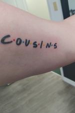 "Cousins" in the friends theme font 