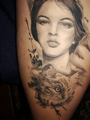 #woman #cat #tattoo #realistic 