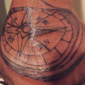 Did a compass on my brother's hand still got more details on it.... #compasstattoo 