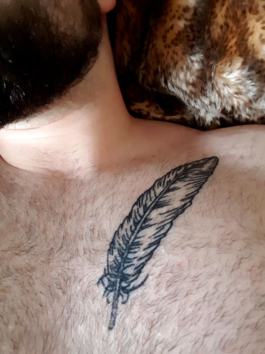 Tattoo uploaded by Jack C • Feather tattoo, linework on chest. #feather #nature #love #golondrina • Tattoodo