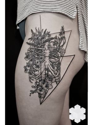#ribcage #anatomy #floral #orchid #tattoo #geometry