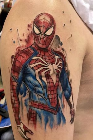 #spiderman #watercolor #SpiderManPS4 #SuperheroTattoos #halfsleeveinprogress