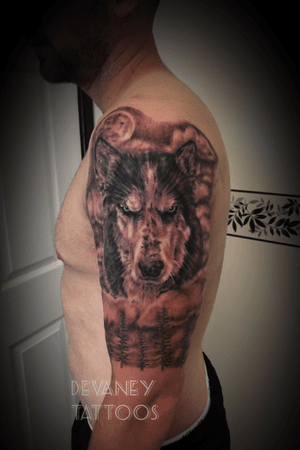 Husky arm piece i made :) #tattooartist #tattooart #husky #halfsleeve #inked 