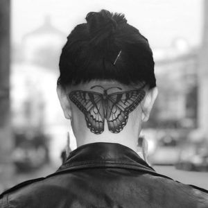 Tattoo by H B Nielsen #HBNielsen #butterflytattoo #butterfly #insect #nature #wings #fly #pattern #illustrative #blackwork #linework #dotwork