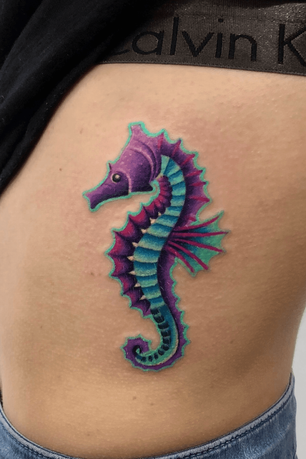 Javi Wolf  Watercolor sea horse tattoo Tattooed by