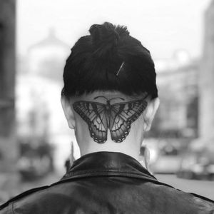 Tattoo by H B Nielsen #HBNielsen #butterflytattoo #butterfly #insect #nature #wings #fly #pattern #illustrative #blackwork #linework #dotwork