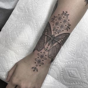 Tattoo by Johno #Johno #butterflytattoo #butterfly #insect #nature #wings #fly #pattern #fineline #linework #dotwork #illustrative #blackwork #ornamental #tribal