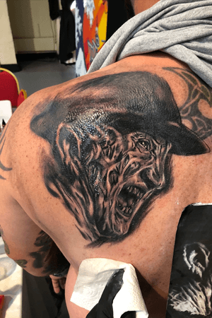 Freddy krueger #blackandgrey #realism #portrait #horror #tattooartist #tattooart 