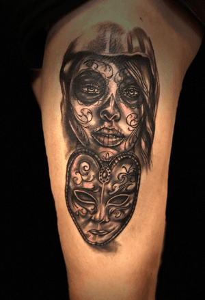 Day of the dead #dayofthedead #tattooart #tattooartist #blackandgrey #realism 