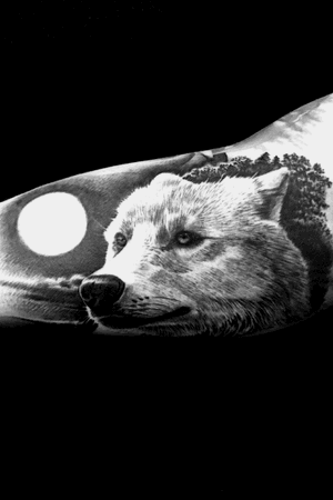 #wolf #wolftattoo #moon #loujaque #blackandgrey 