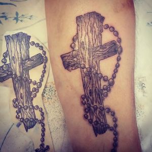 Tattoo cross with rosary #tattoo #cross #and #rosary 