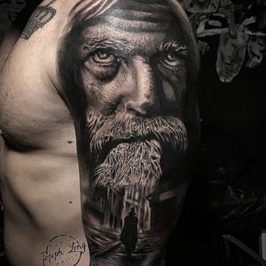 Old man, realistic black and grey
