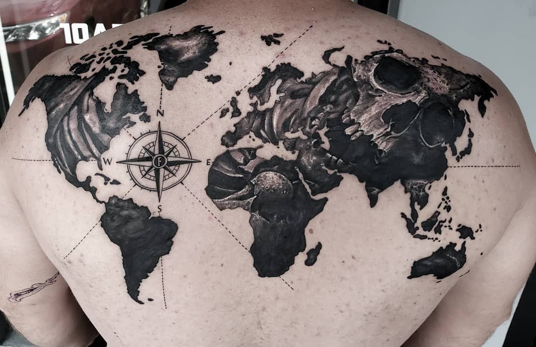 49 Funky Map Tattoos On Shoulder  Tattoo Designs  TattoosBagcom