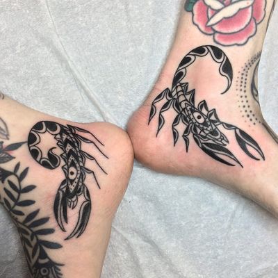 Tattoo by Isaac Bushkin #IsaacBushkin #scorpiontattoos #scorpion #arachnid #insect #blackwork #traditional #thirdeye