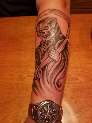 Grim Reaper with Scythe in Black and Gray