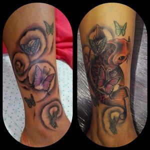 Cover up time!!! Visit Oaxaca and visit us! #coveruptattoo #coverup #CoverUpTattoos #koifish #koitattoo #mexican #mexico #oaxaca 