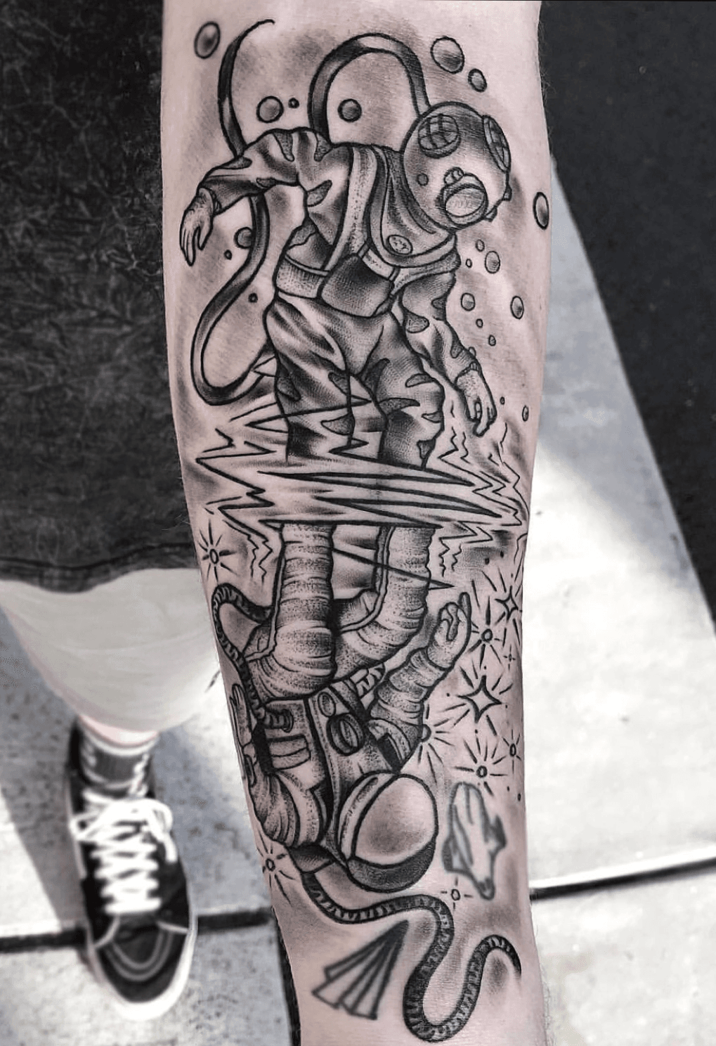 Full sleeve astronaut tattoo  Tattoogridnet