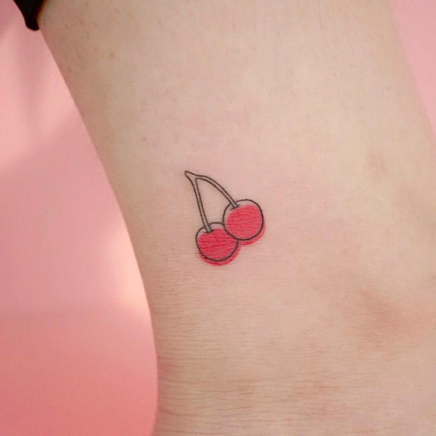 Cherry Hearts Icon  Cherry tattoos, Cute tiny tattoos, Simplistic tattoos