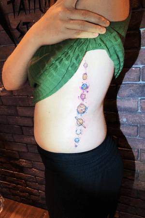 #universe #planets #planet #saturn #earth #watercolor #watercolortattoo #colorful #color  #girl 