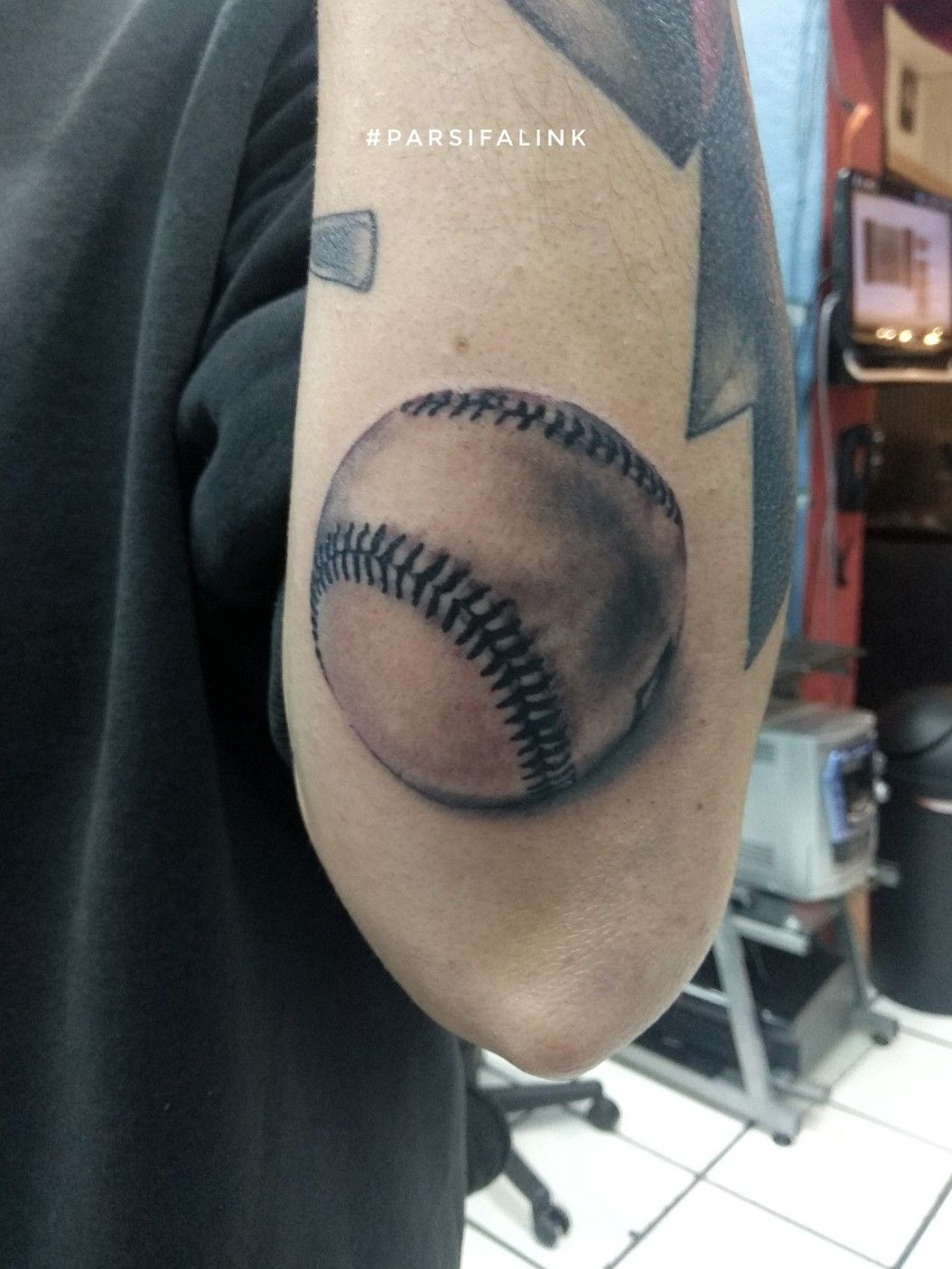 Black and Grey Baseball Tattoo Idea - BlackInk AI