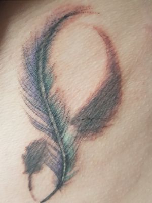 My first tattoo, infinity feathers on my ribs