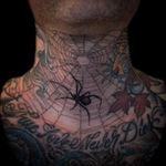 Tattoo by Zac Scheinbaum #ZacScheinbaum #badasstattoo #illustrative #blackandgrey #spider #spiderweb #web #fineline #detailed #insect