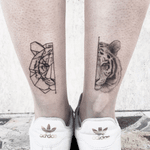 “Half”  -  INSTAGRAM:  _mfox     #art #tattoo #ink #inked #tiger #tigertattoo #italy #geometric #geometrictattoo