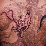 Tattoo by Haku Tattoo #HakuTattoo #badasstattoo #fineline #linework #Japanese #irezumi #dragon #mythicalcreature #creature #monster #animal