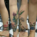 Wildflower leg calf piece cover up color flower tattoo