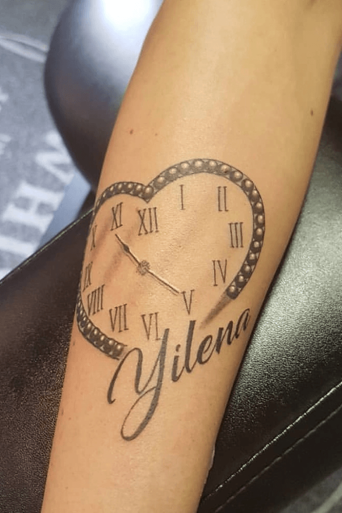 Heart clock only for sleeve  Clock and rose tattoo Watch tattoos Tattoos  for daughters