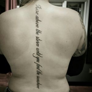Spine lettering tattoo, quote 