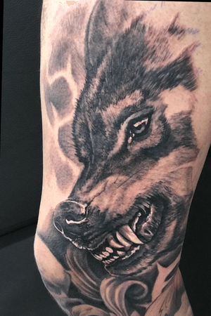 Wolf in progress - #blackandgrey  #wolftattoo #wolf #guillermopokaluk