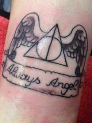 My first Tattoo - on October, 24th 2014 #HarryPotter #deathlyhallows #always #angel #wings