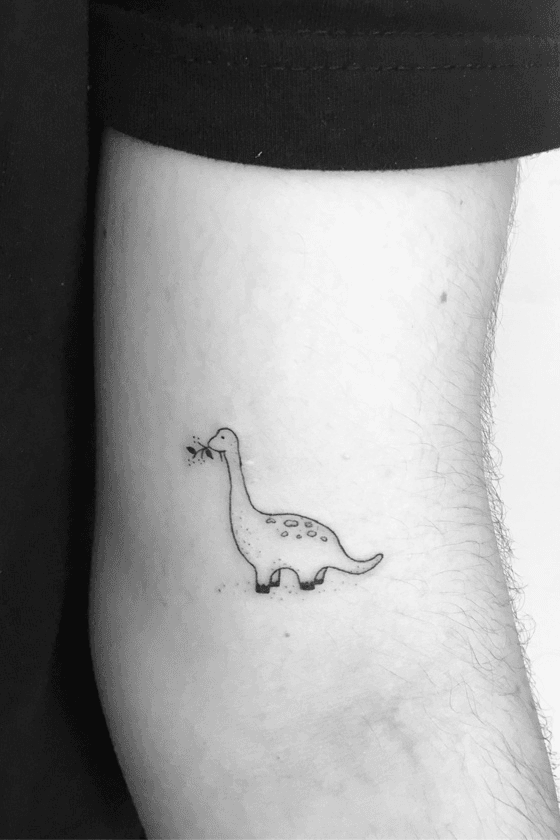 Teeny dinosaurs for Mia Thank you so much for having me tattoo ur cute  designs on you hunterandfoxtattoo fineline  Tattoos Line tattoos  Fine line tattoos