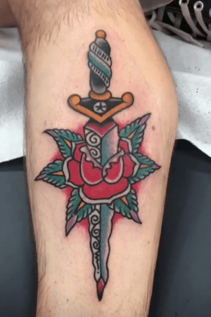 Rose and dagger american traditional