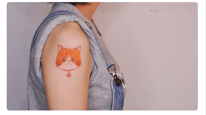 Tattoo by Sushi tattooist. Guangzhou Tattoo - #Justtattoo #GuangzhouTattoo #OriginalTattoo #TattooManuscript #TattooDesign #TattooFemaleTattooist #cat #cattattoo #cattattoos #watercolor #watercolortattoo 