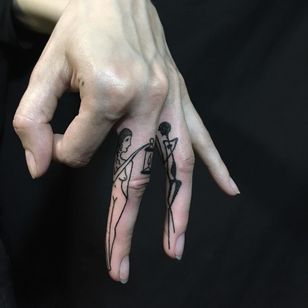 Tattoo by Servadio #Servadio #blackwork #illustrative #fineline #linework #body #lady #light #lamp # skeleton #death
